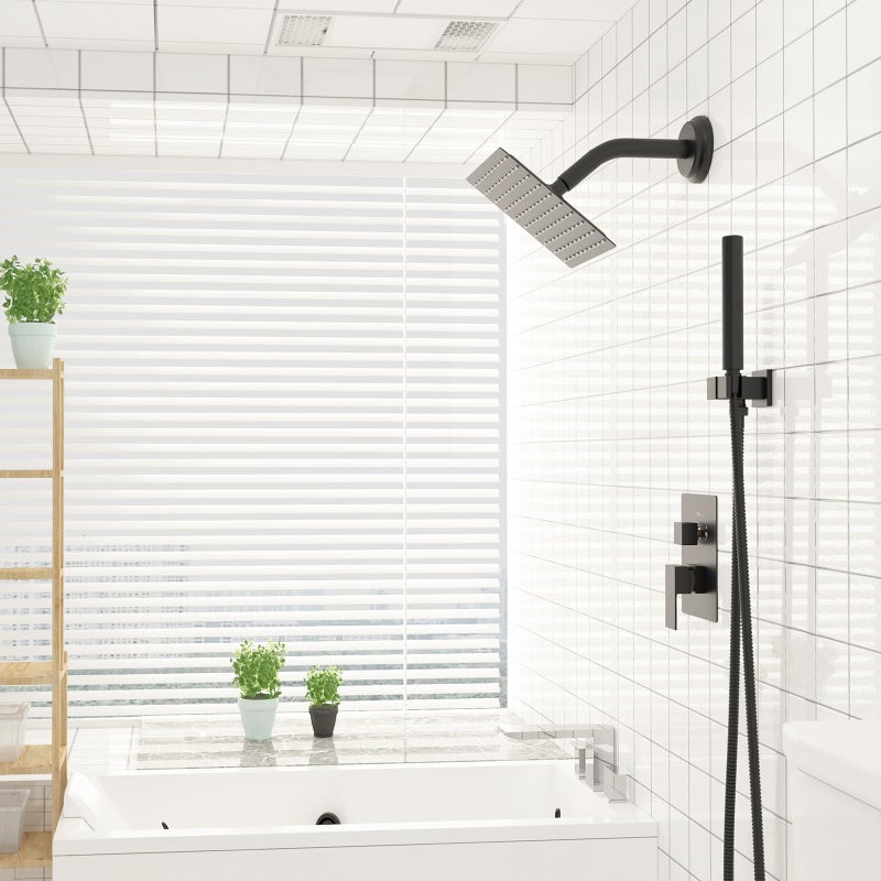 BESy 8 Inch Rain Shower Head, 8" Square Rainfall & High Pressure Stainless Steel Bath Showerhead, 1/16" Ultra Thin, Waterfall Full Body Coverage with Silicone Nozzle, Matte Black Finish - Image 3